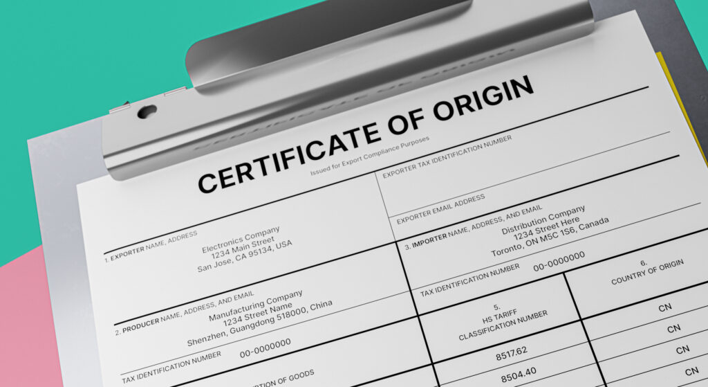 Certificate of Origin